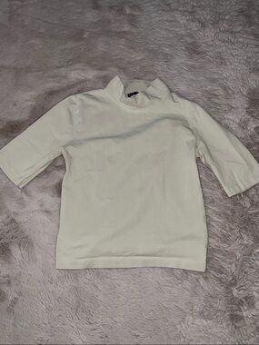 Zara Cream 3/4 Sleeve Somewhat Turtle Neck Top